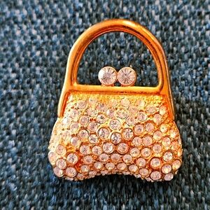 Small Gold and Crystal Purse Pin